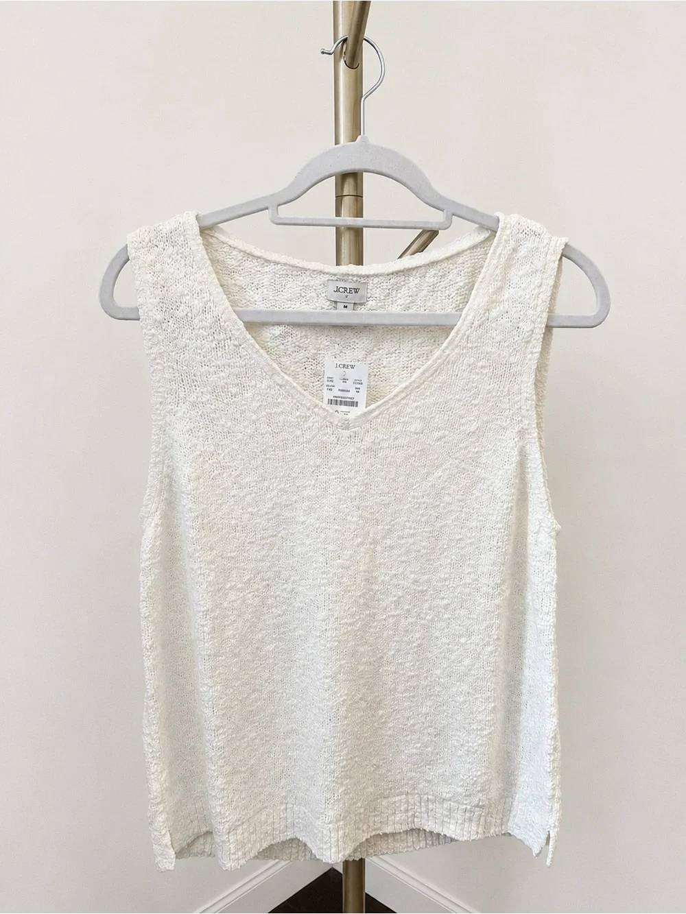 NWT J.Crew Factory Slub Sweater Shell Tank Ivory Medium Cotton Knit CT909